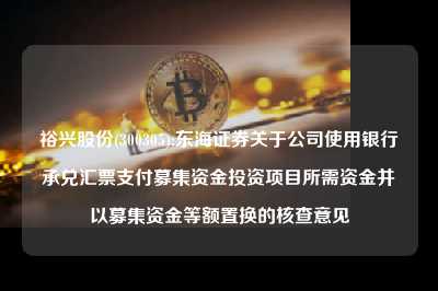 裕兴股份(300305):东海证券关于九游官网首页进入使用银行承兑汇票支付募集资金投资项目所需资金并以募集资金等额置换的核查意见